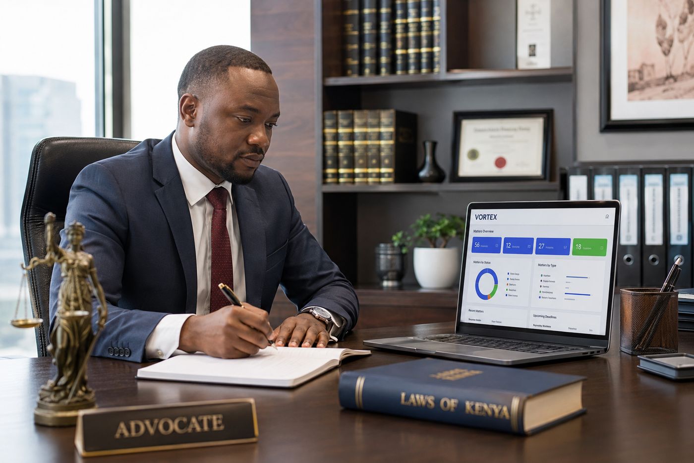 A lawyer tracking time and billing on VortexERP Lite practice management software