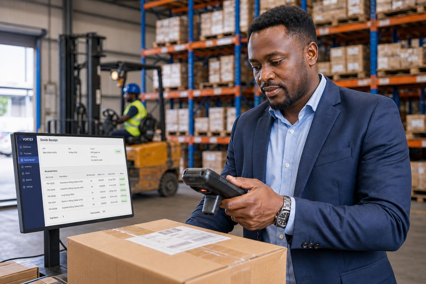 A distributor managing route sales and stock on VortexERP Lite